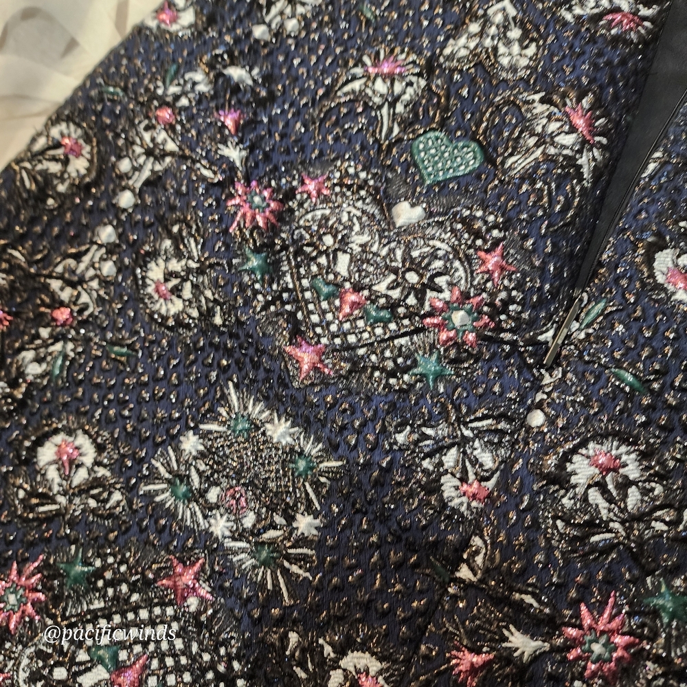 MSGM TEXTURED JAQUARD & FILAMENT (SHINY) THREAD MINI SKIRT XS - Picture 4 of 14